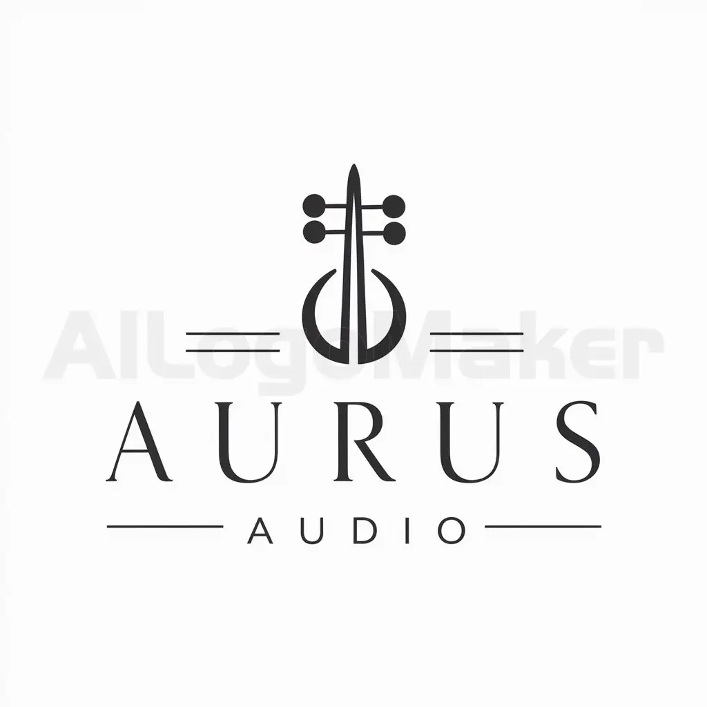 a logo design,with the text "AURUS AUDIO", main symbol:violin key HI-END AURUS,complex,be used in Technology industry,clear background