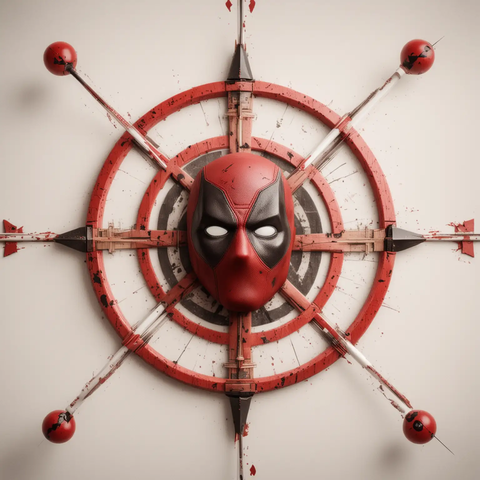 Deadpools Red Crosshair with Billiard Cues on White Background