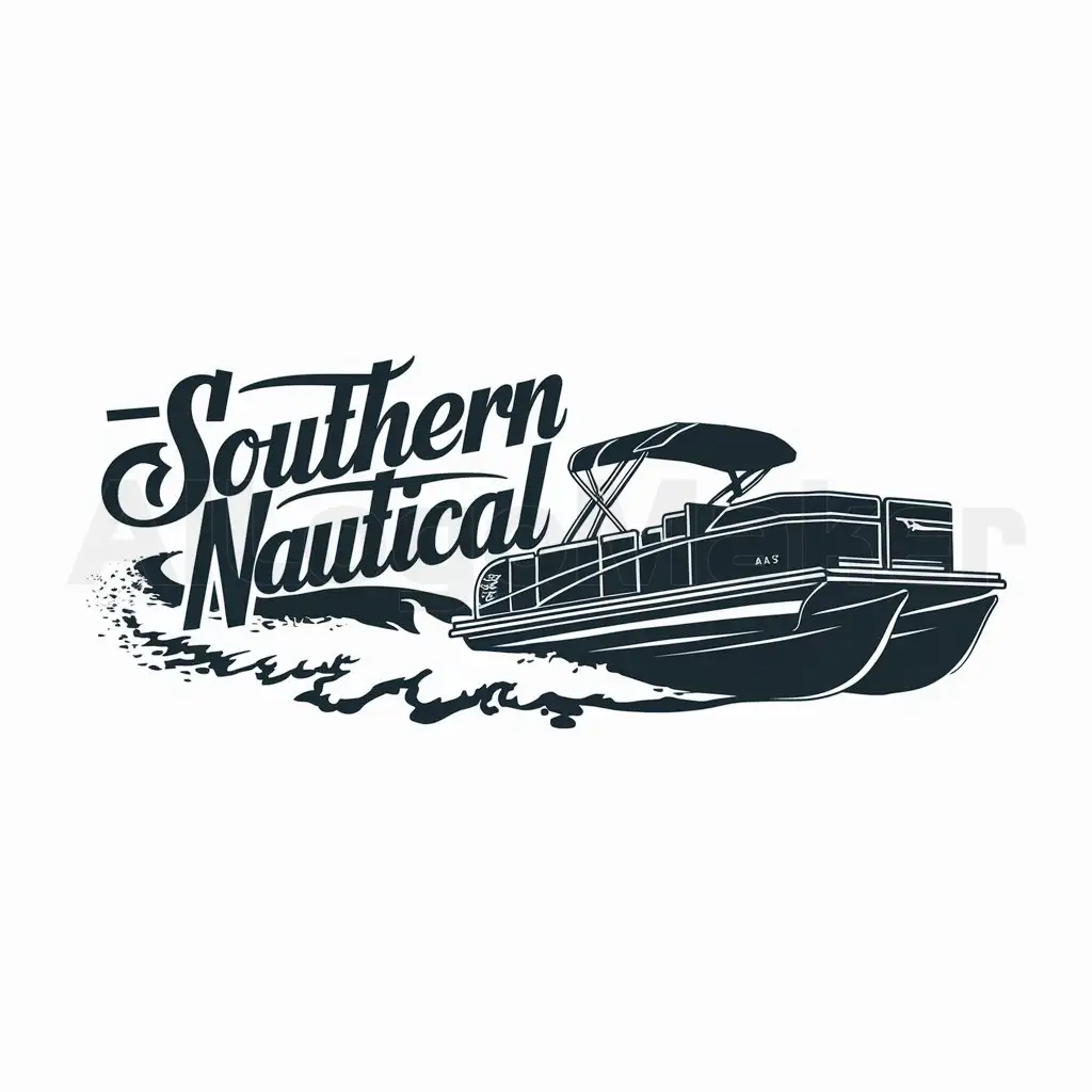 a logo design,with the text "Southern Nautical", main symbol:pontoon boat speeding through the ocean,Moderate,be used in Boat Rental industry,clear background