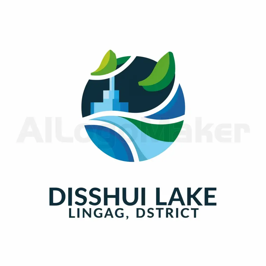 a logo design,with the text "Water droplets, lakes, circular lines", main symbol:The main body, which is circular, is the Dishui Lake in Lingang District, Shanghai. The color scheme is blue and green, with the words 'Lingang New Voice' surrounding it on both sides.,Minimalistic,be used in Campus service industry,clear background
