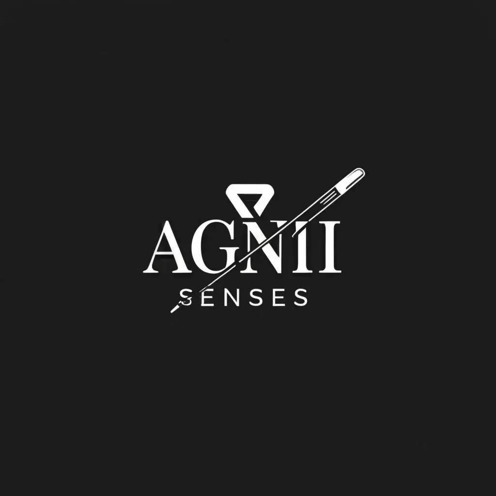 a logo design,with the text "AGNI SENSES", main symbol:apple pencil 2,complex,clear background