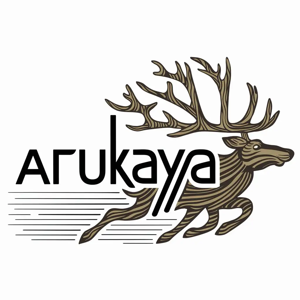 a logo design,with the text "Arukaya", main symbol:reindeer,complex,clear background