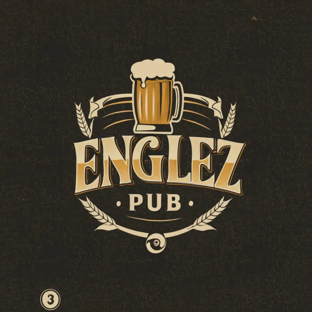 a logo design,with the text "Englez Pub", main symbol:beer, billiard,Moderate,clear background