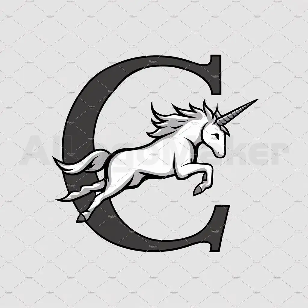 a logo design,with the text "C", main symbol:Flying Unicorn,Moderate,be used in Travel industry,clear background
