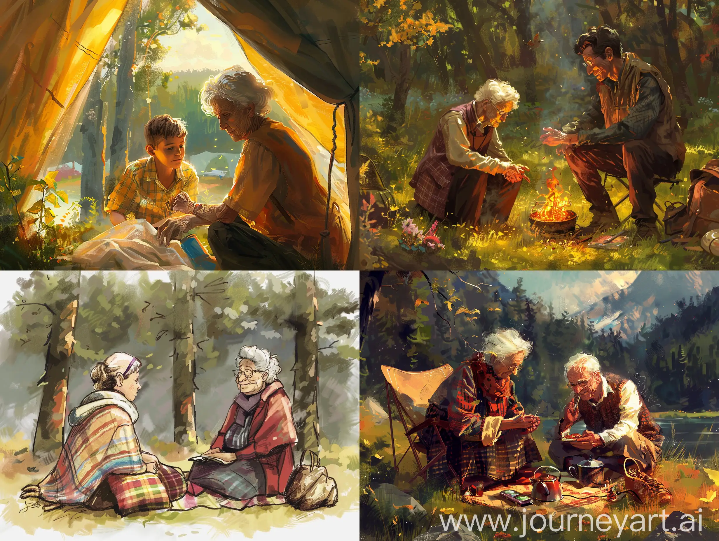 Elderly-Couple-Fondly-Recalls-Youthful-Memories-While-Preparing-for-Grandchildrens-Camp