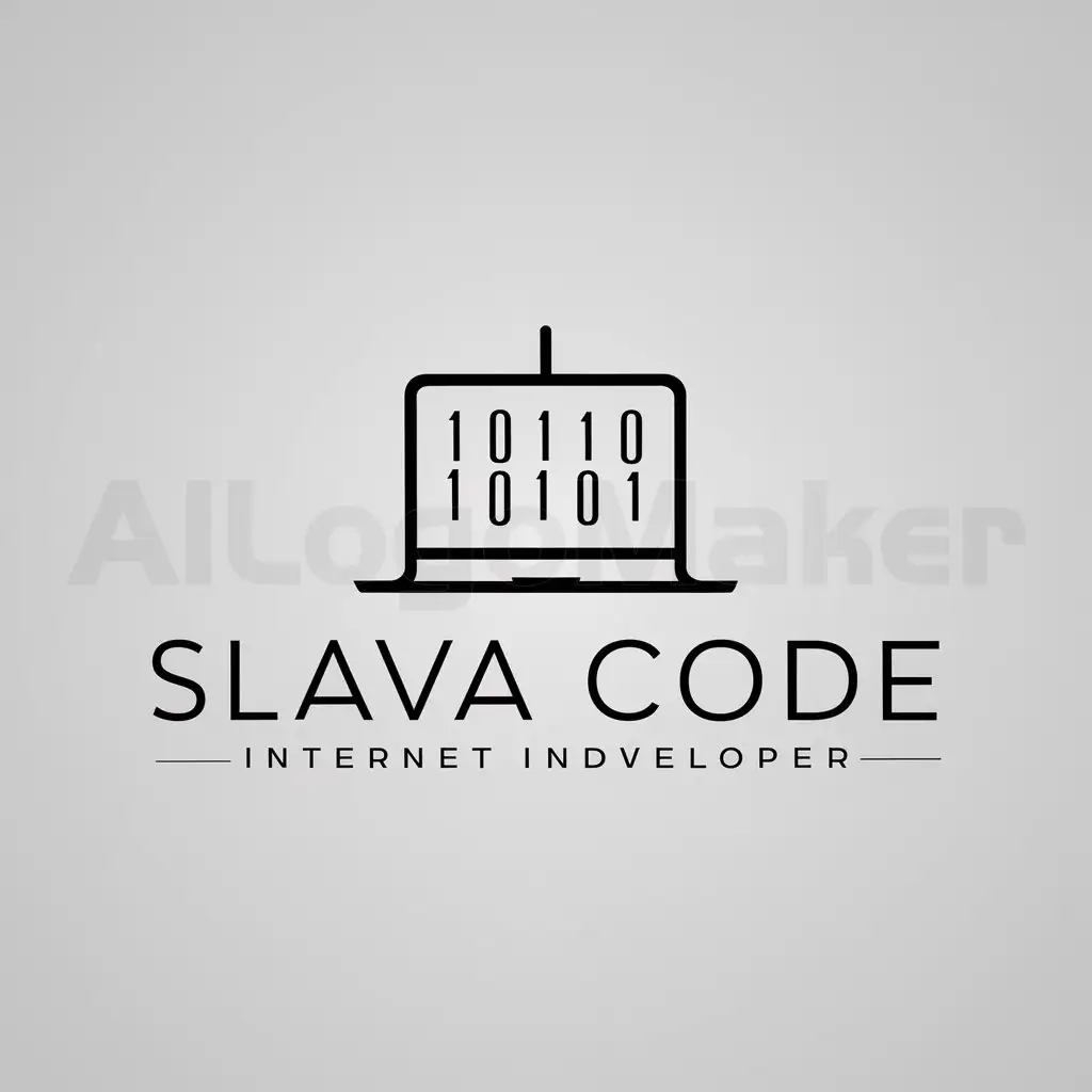 a logo design,with the text "SLAVA CODE", main symbol:Macbook,Minimalistic,be used in Internet industry,clear background