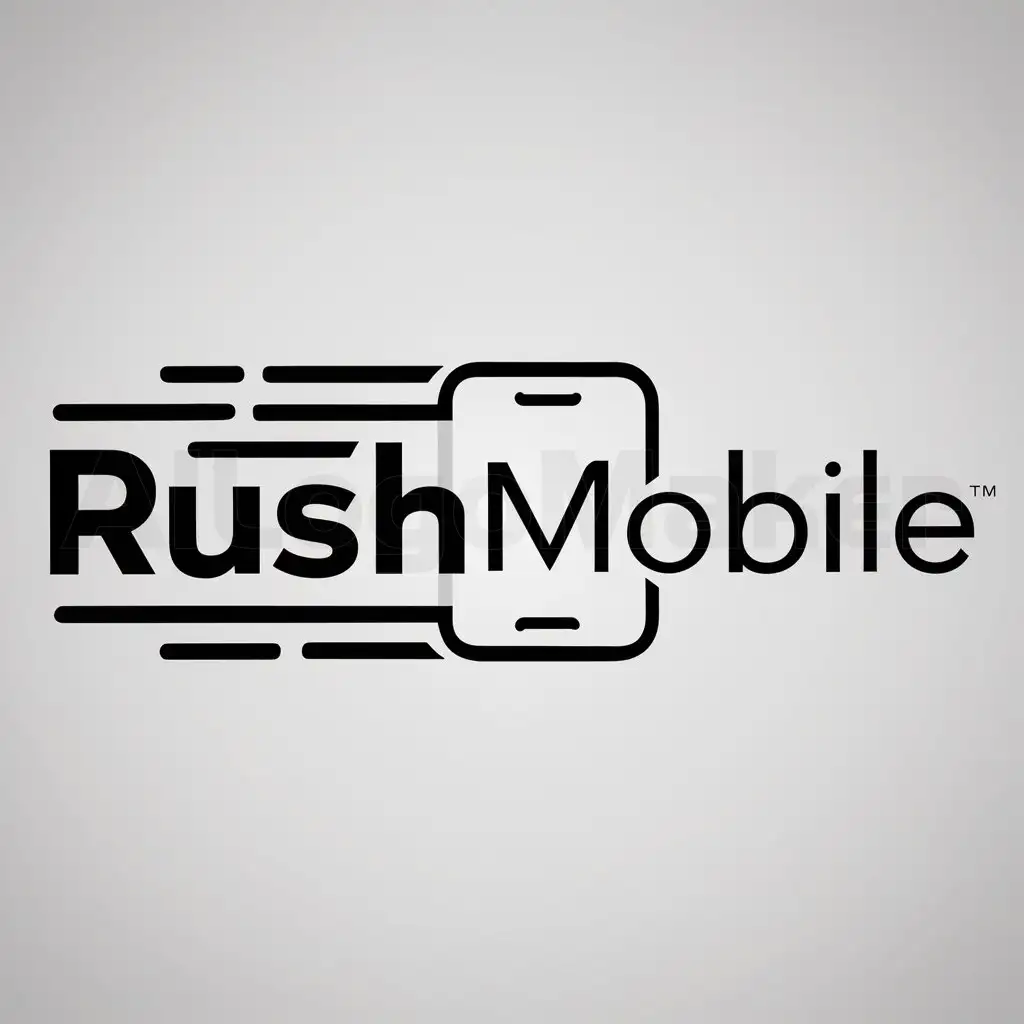 a logo design,with the text "RushMobile", main symbol:phone,Minimalistic,clear background