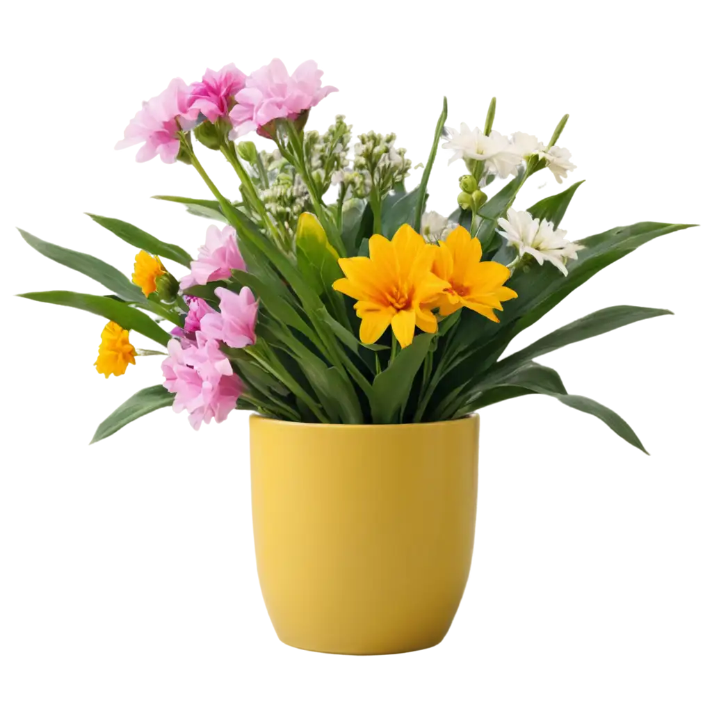 Vibrant-PNG-Image-Bouquet-of-Random-Flowers-in-a-Pot-Enhance-Your-Design-with-HighQuality-Floral-Artwork