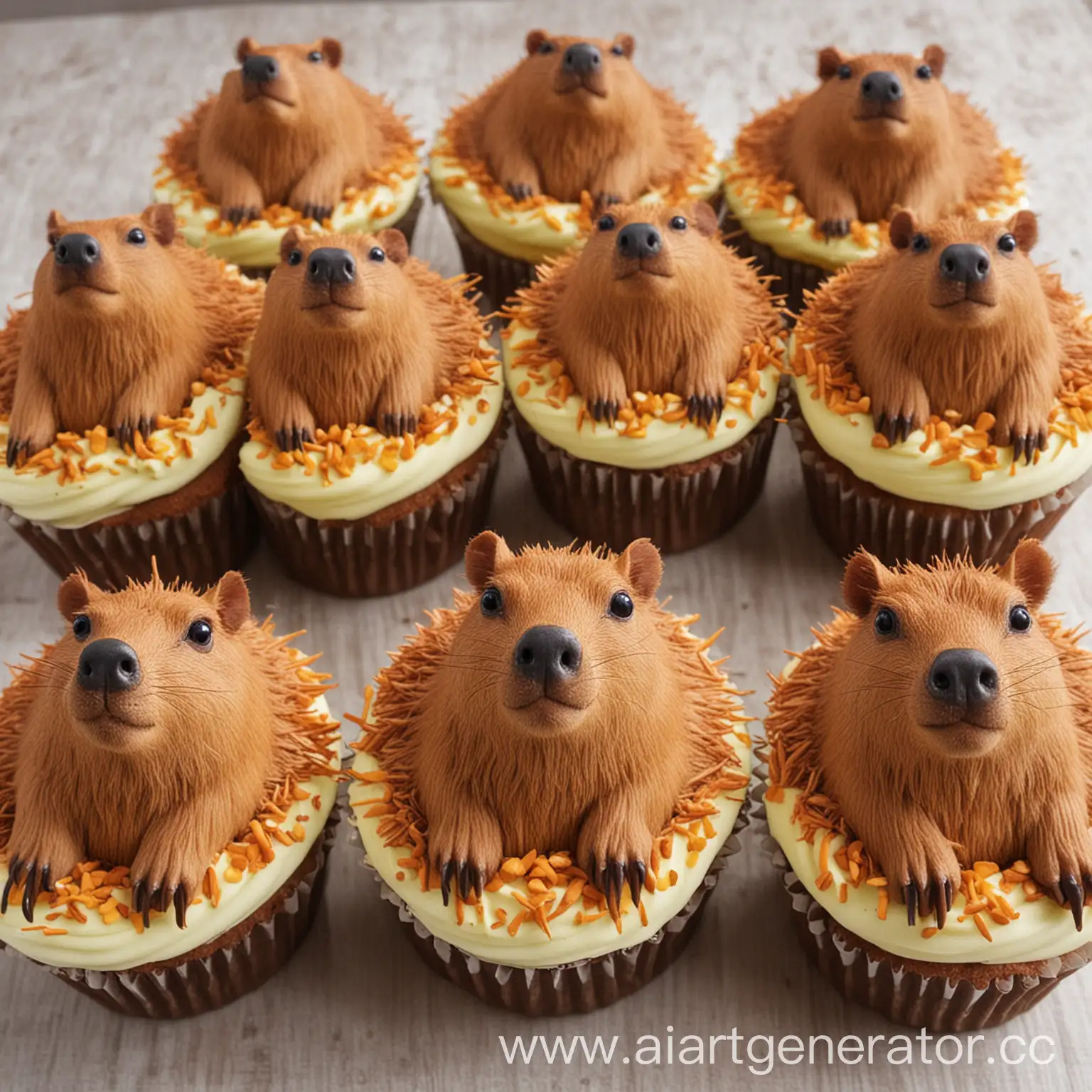 Decorated-Cupcakes-with-Capybara-Designs