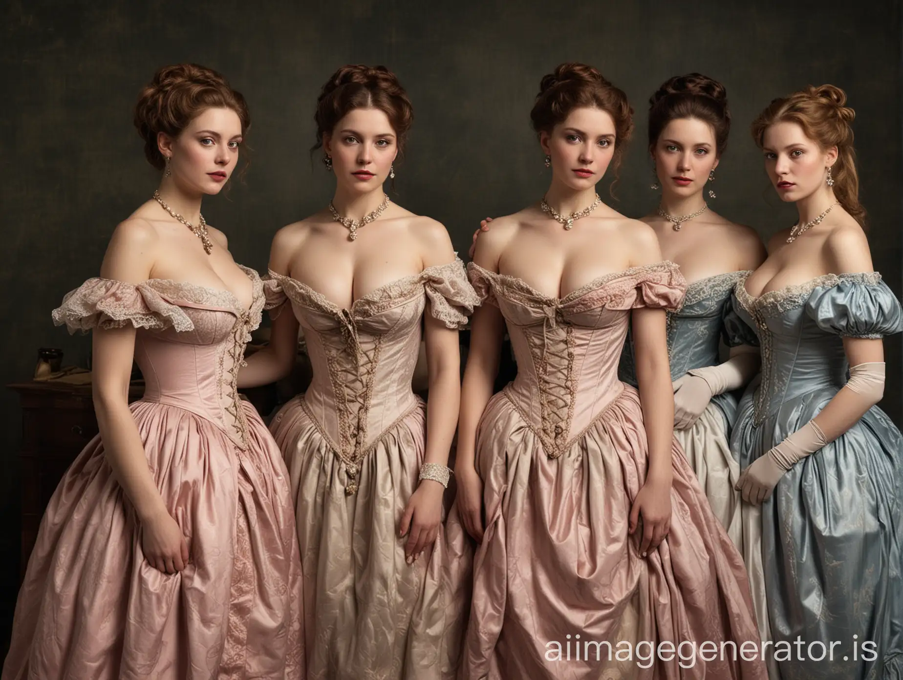 Alluring Victorian Era Noblewomen in Exquisite Shoulderless Gowns | AI  Image Generator