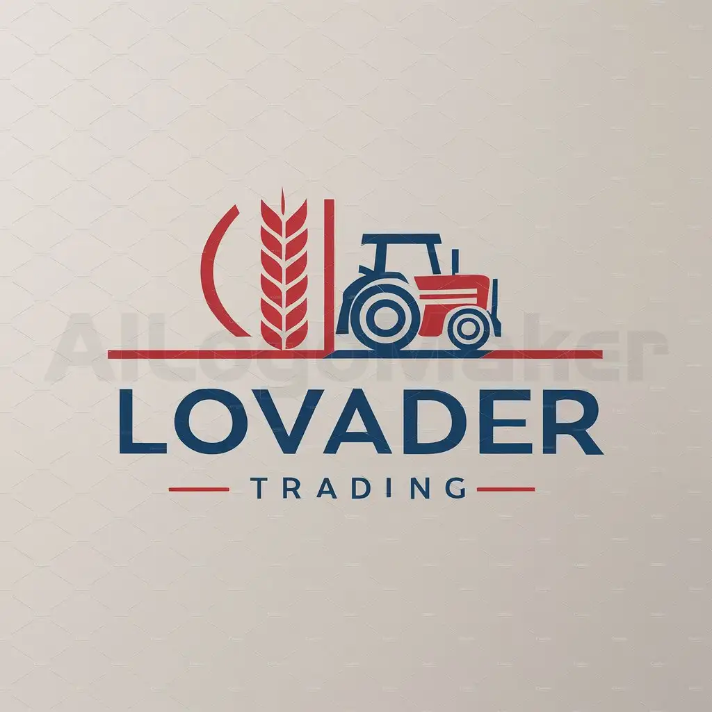 a logo design,with the text "Lovader Trading", main symbol:agriculture trading with red and blue color,Moderate,be used in agriculture industry,clear background