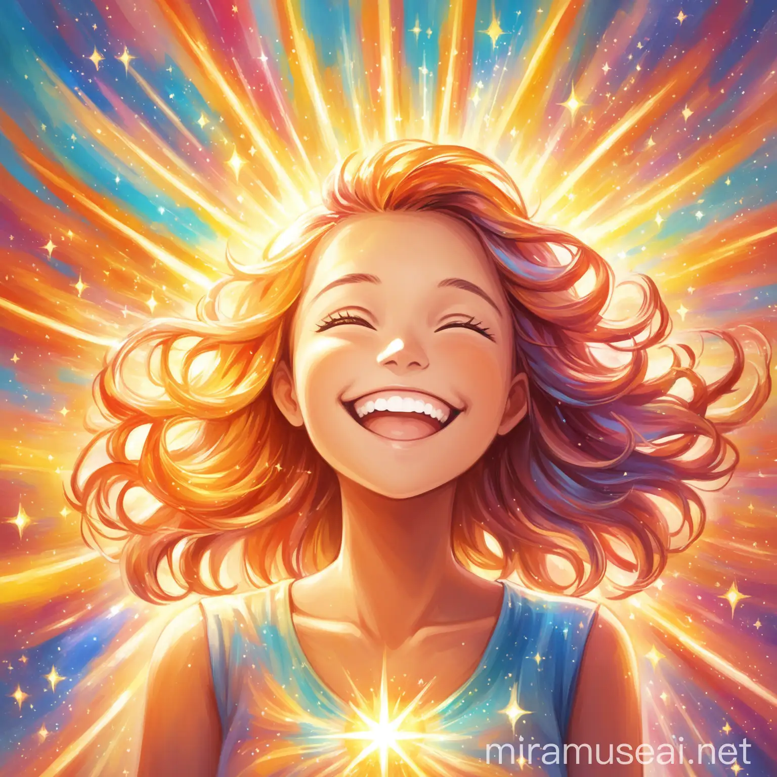 Radiant Energy Optimistic Girl with Dazzling Smile and Overflowing Passion