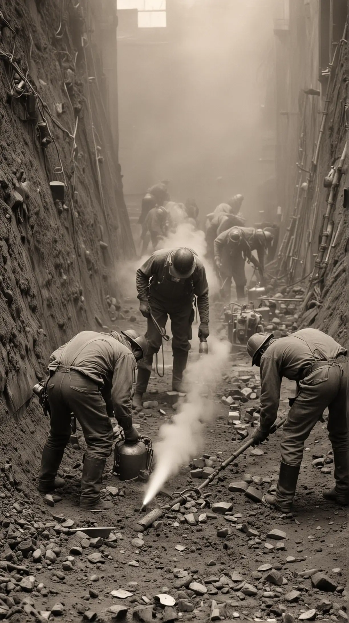 1900s Workers Drilling Encounter Toxic Gas