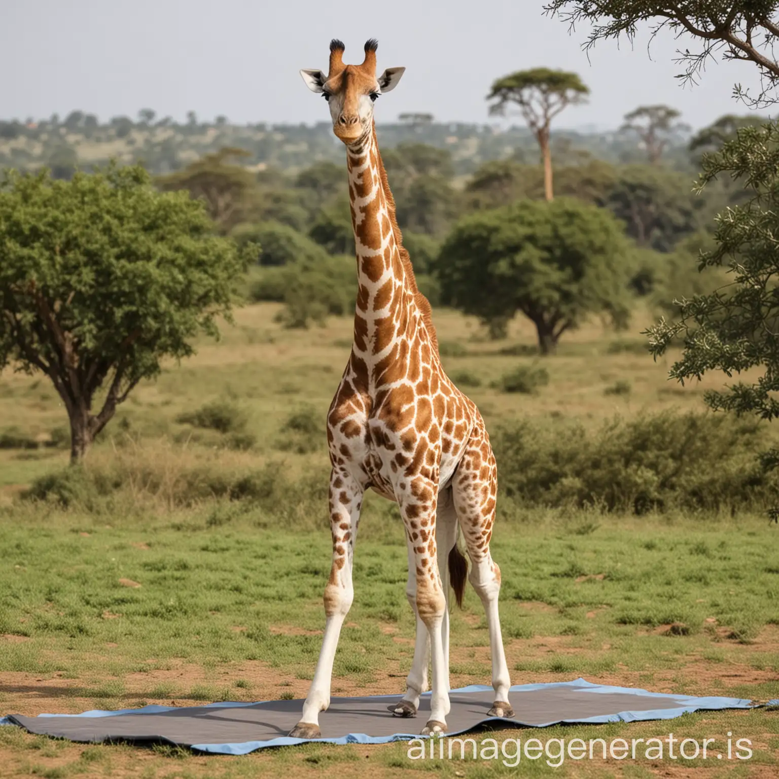 giraffe doing yoga pose