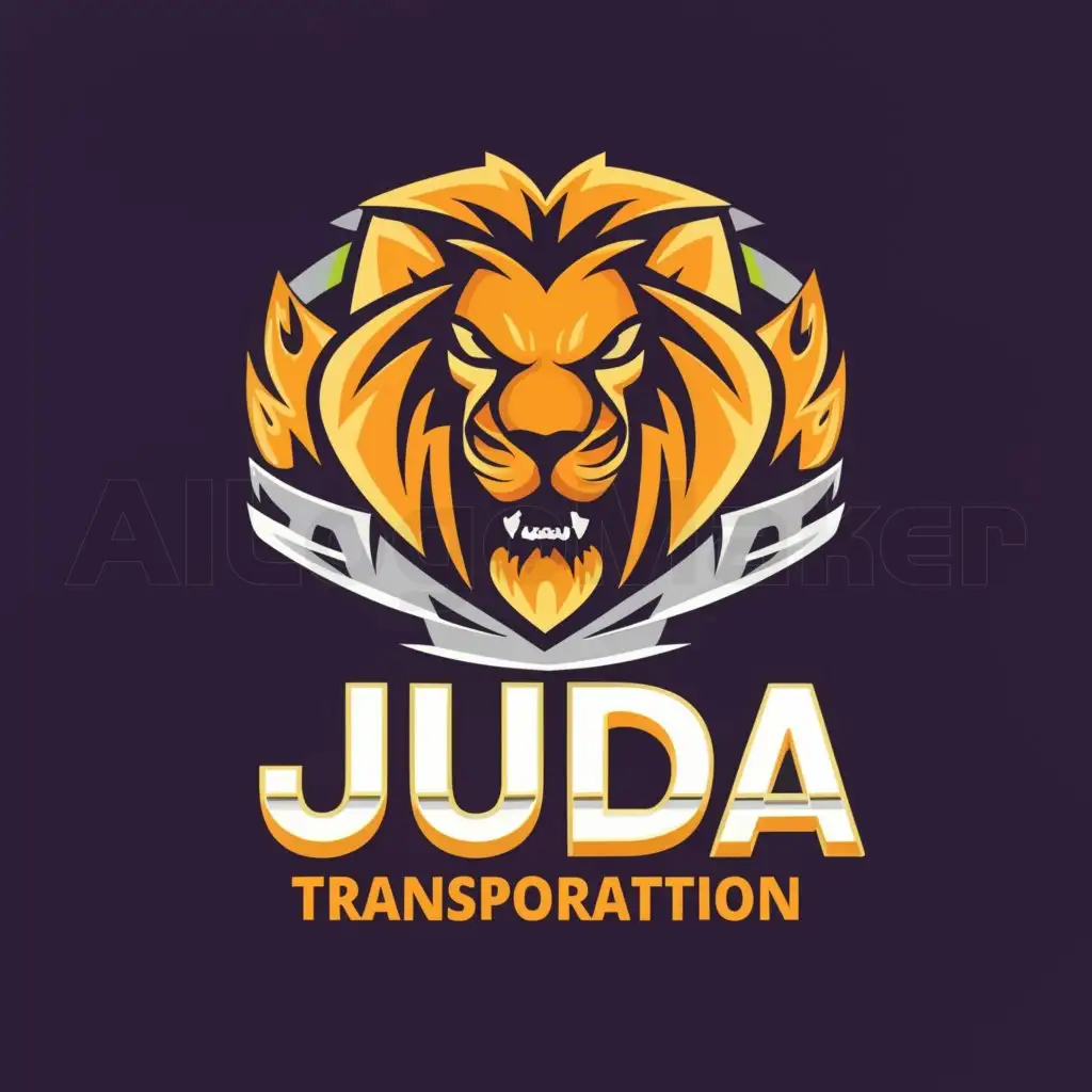 a logo design,with the text "Juda Transportation", main symbol:Truck, lion,Moderate,be used in Truck industry,clear background