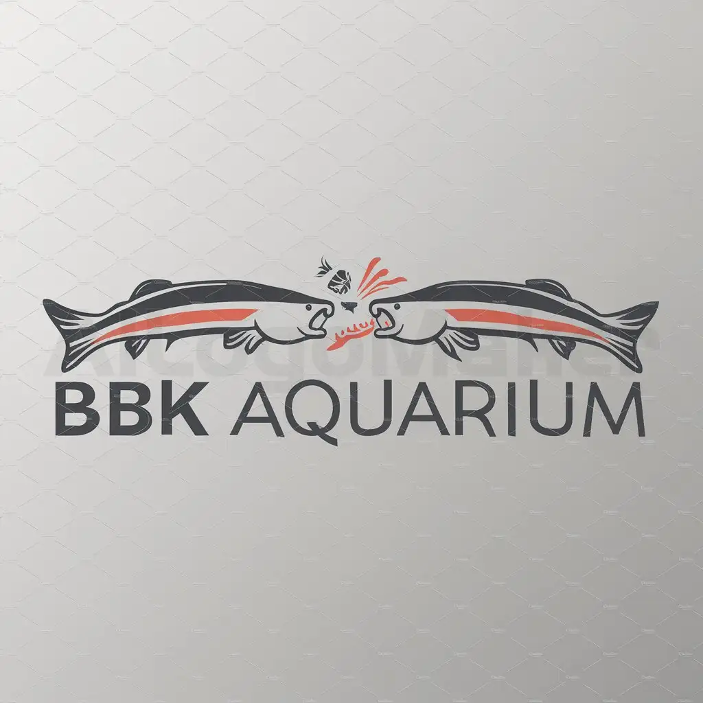 a logo design,with the text "BBK Aquarium", main symbol:Long cat fish fighting for food,Moderate,be used in Internet industry,clear background