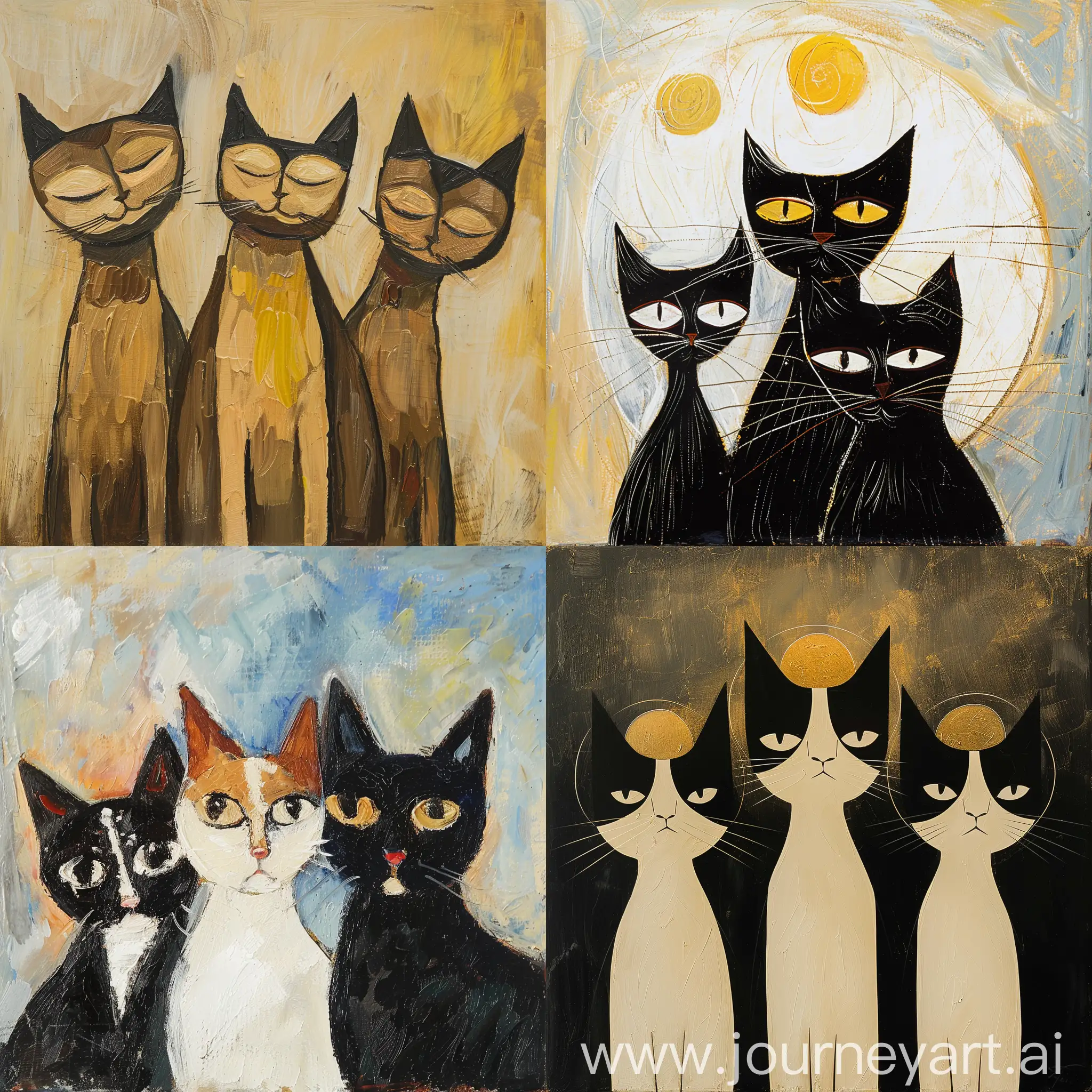 Minimalist-Chaim-Soutine-Style-Icon-with-Three-Holy-Cats