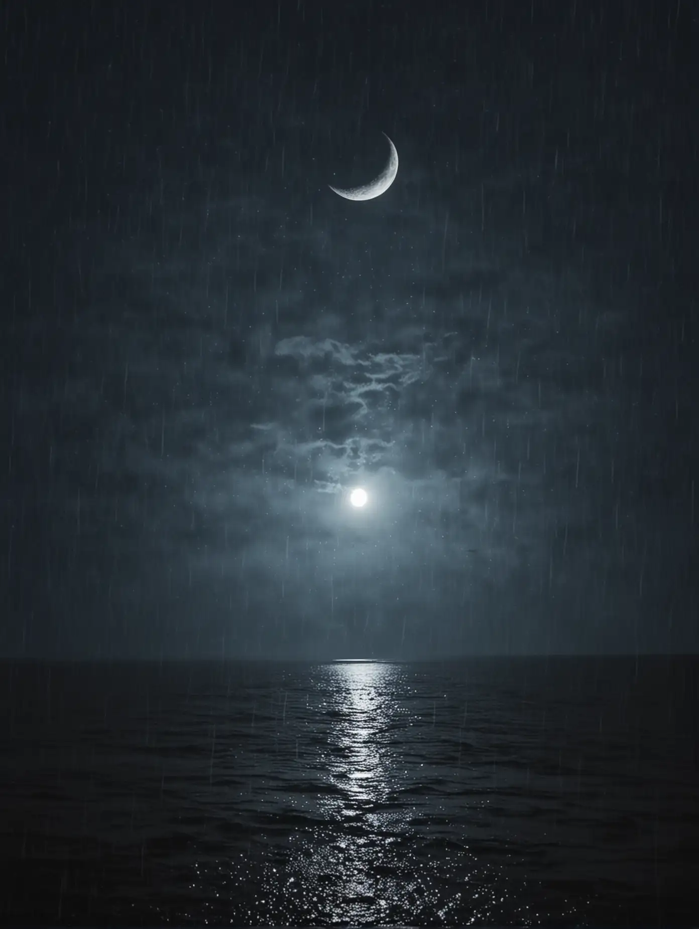 Moonlit Night Rain Scene