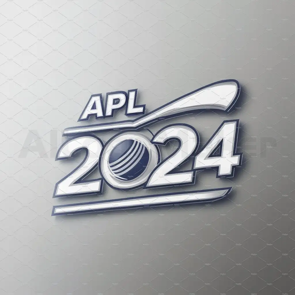 a logo design,with the text "APL - 2024", main symbol:Cricket bat and ball,Moderate,be used in Cricket industry,clear background