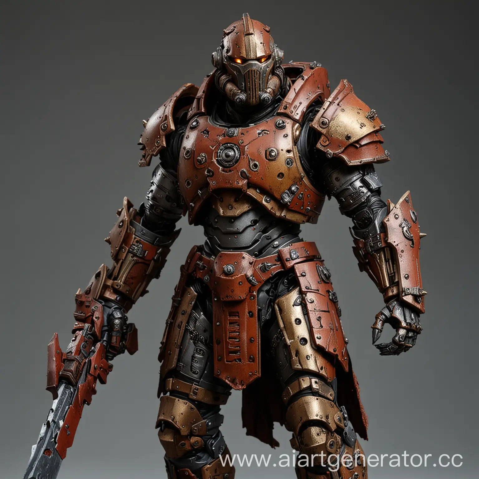 Medieval Warforged Doom Slayer with orgainc details and metal hammer