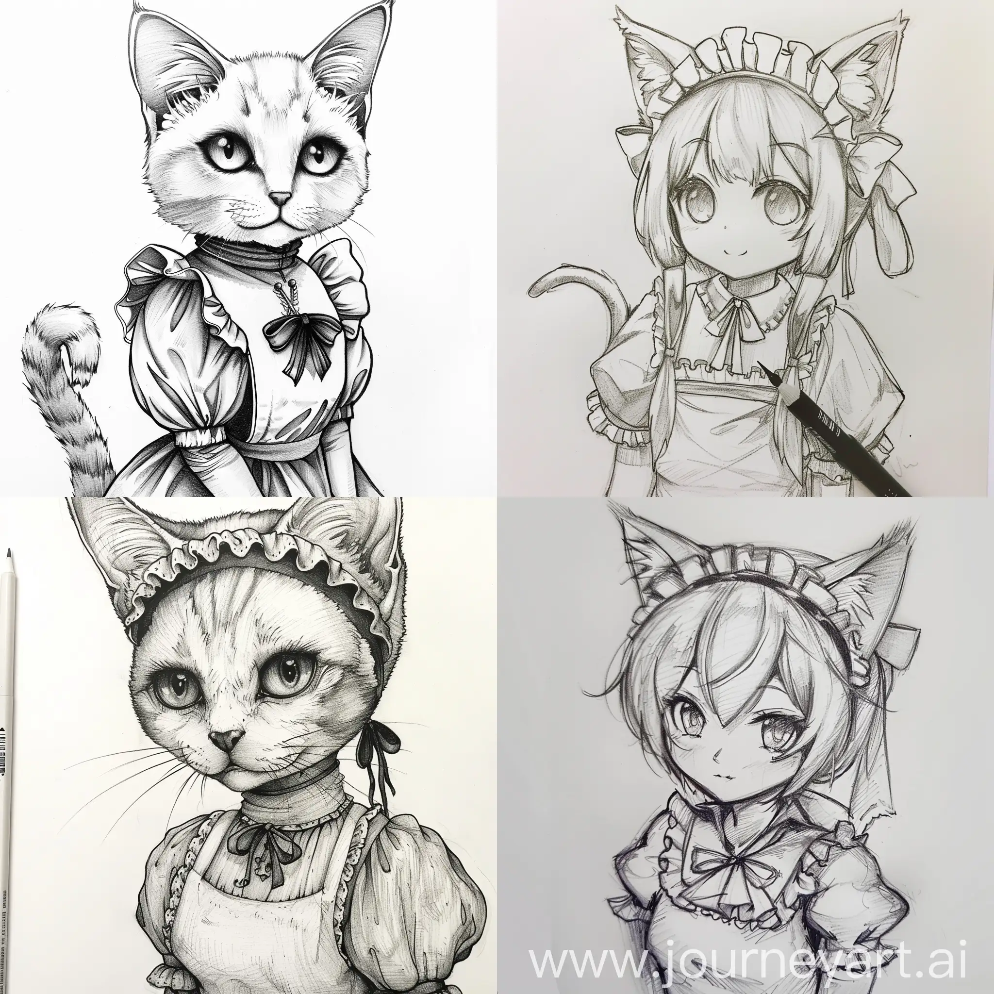 Cute-Maid-Cat-Illustration-with-Whimsical-Charm