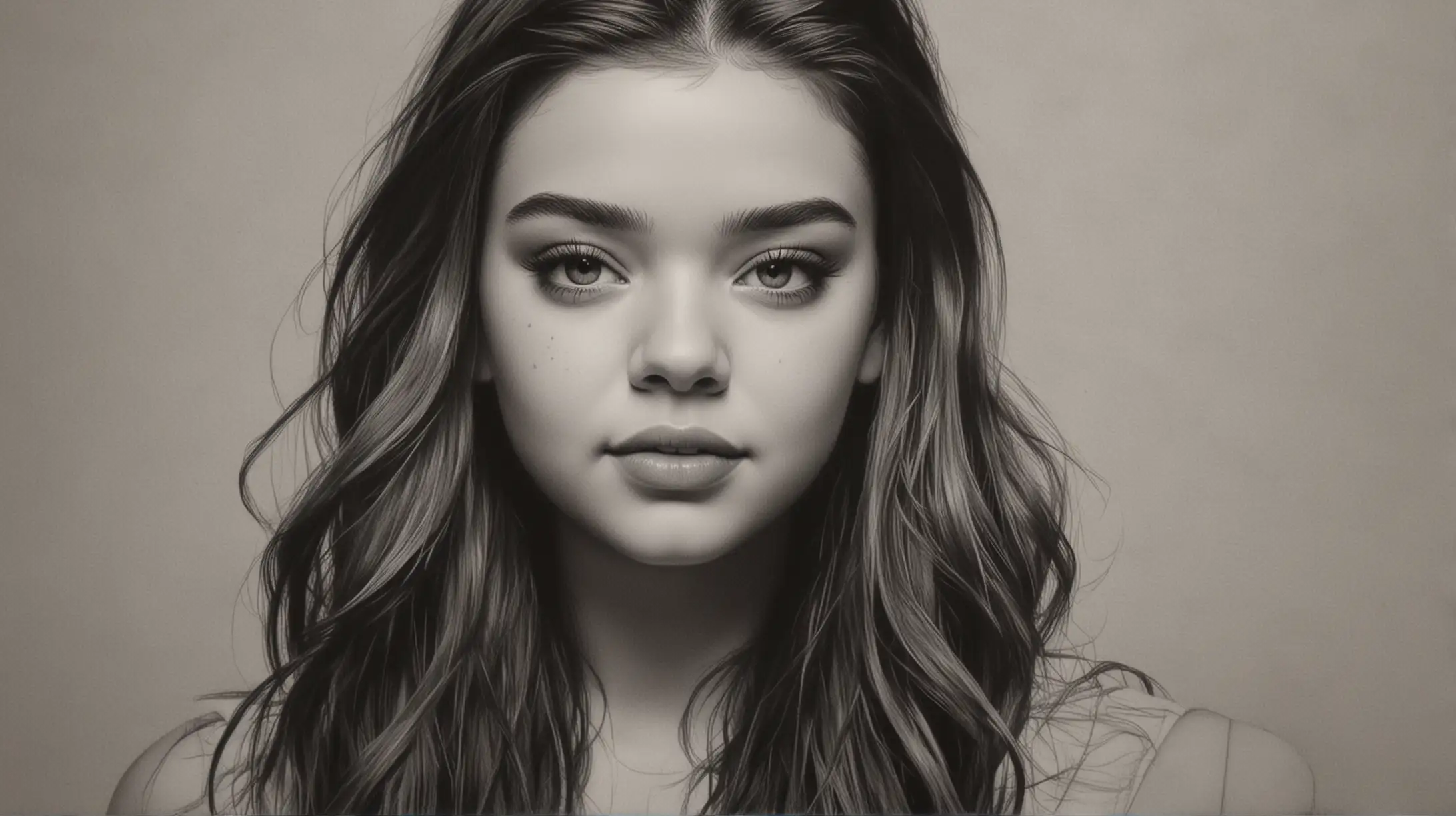 Charcoal Drawing of Hailee Steinfeld Captivating Portrait in Monochrome