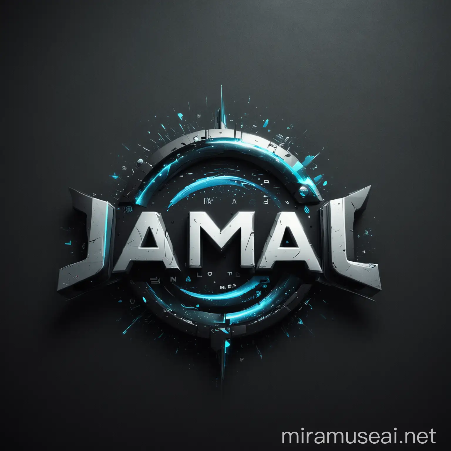 Futuristic Logo Team Jamal in Techno Neon Ambiance