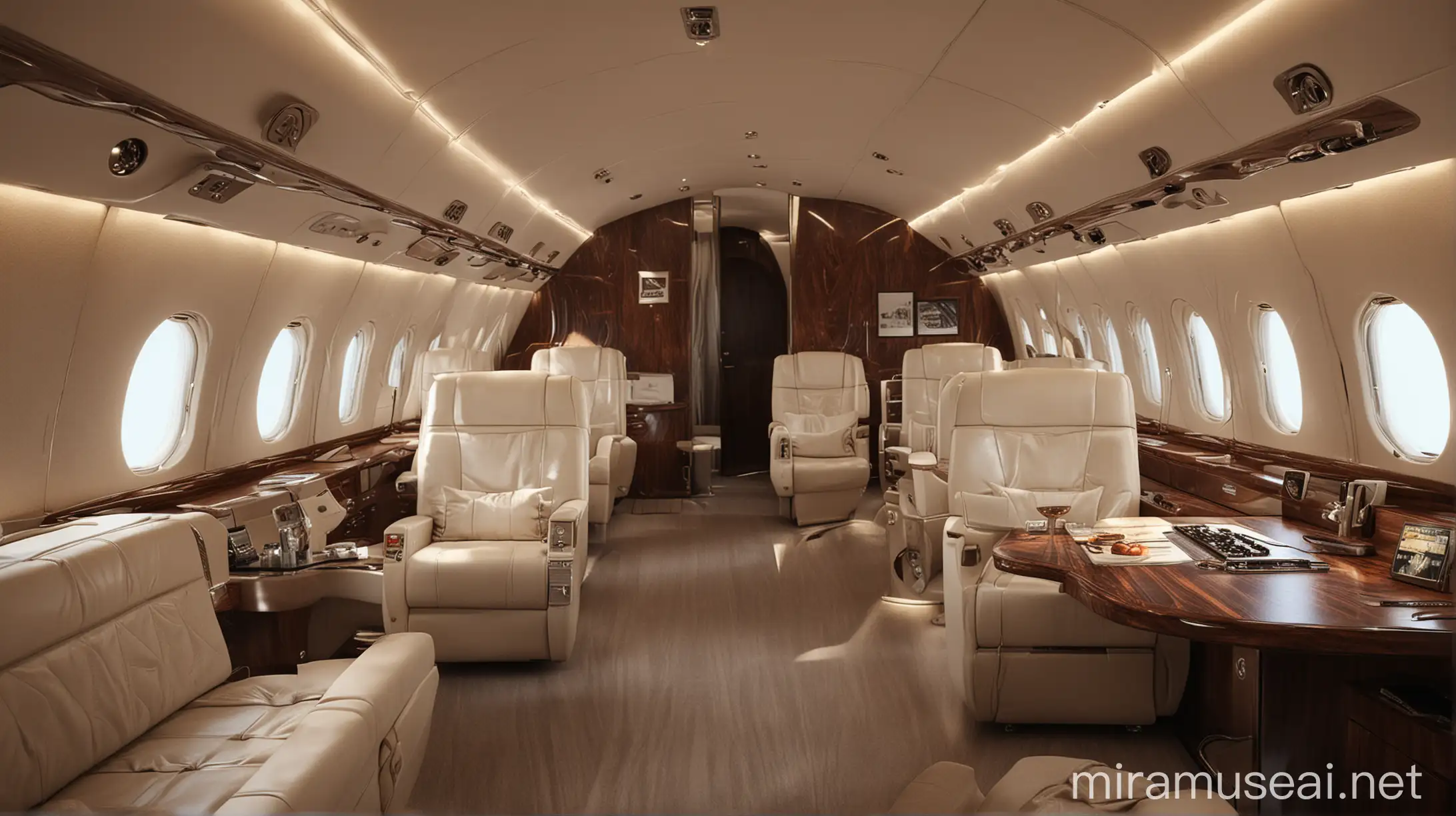 Wabi Sabi Style Luxury Airplane Interior Design with Octane Lighting
