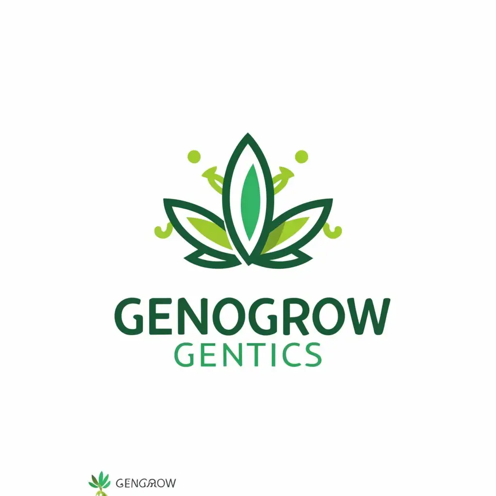 a logo design,with the text "GenoGrow Genetics", main symbol:Weed plant,Moderate,clear background