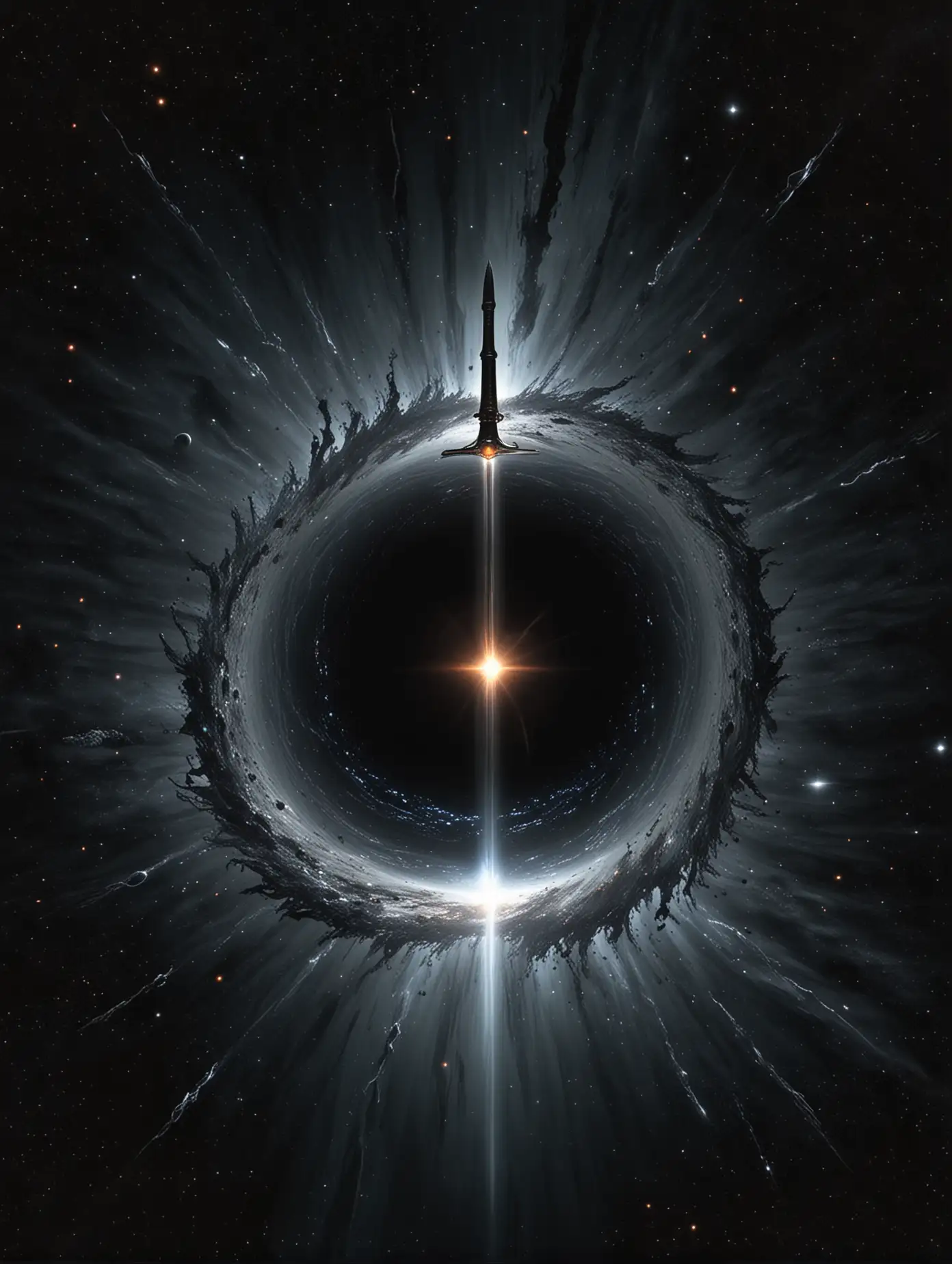 Silver-Sword-Piercing-the-Darkness-Deep-Space-Black-Hole-Scene