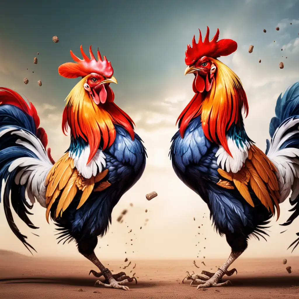 Vibrant-Roosters-Engaged-in-Spirited-Battle