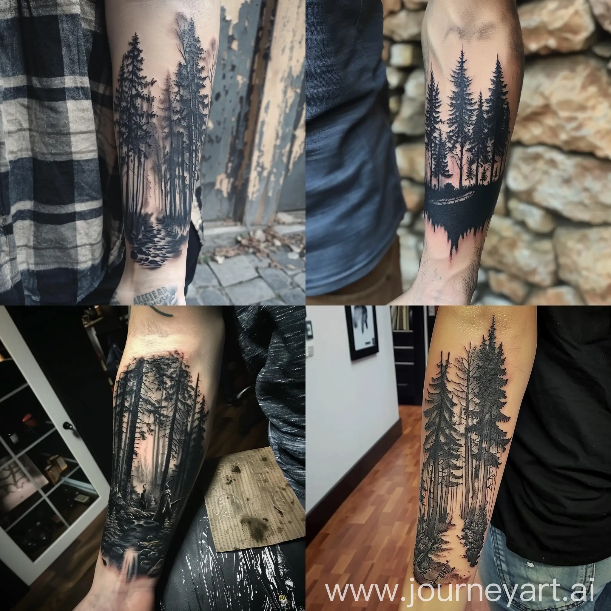 dark forest tatto on arm with harry potter theme