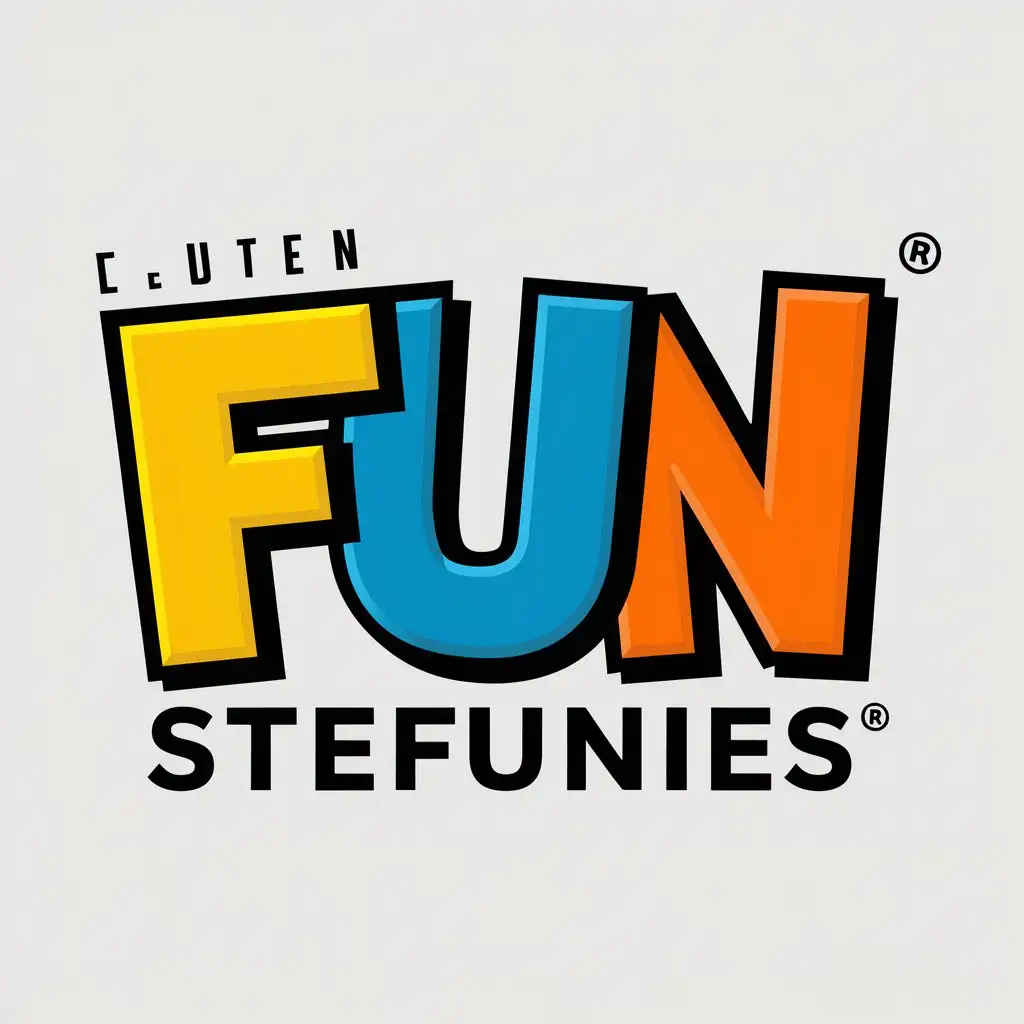 a logo design,with the text "steFUNies", main symbol: Based on your input, here's a suggestion for the "steFUNies" logo:

Create a yellow, blue, and orange logo called "steFUNies". Make sure the word "FUN" in "steFUNies" stands out and is the main focus, while remaining as one word. The logo should represent fun and excitement! You could use bright, playful colors and bold typography to emphasize the word "FUN".,Moderate,be used in FUN AND EXCITMENT industry,clear background