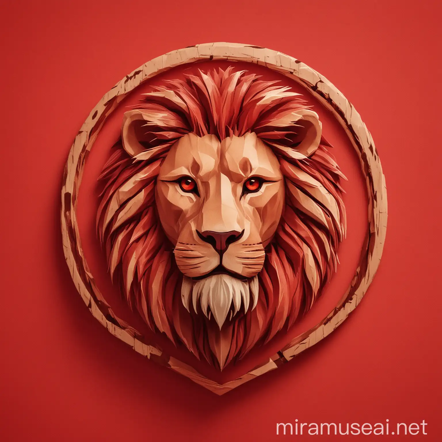 Bold Lion Logo on Vibrant Red Background