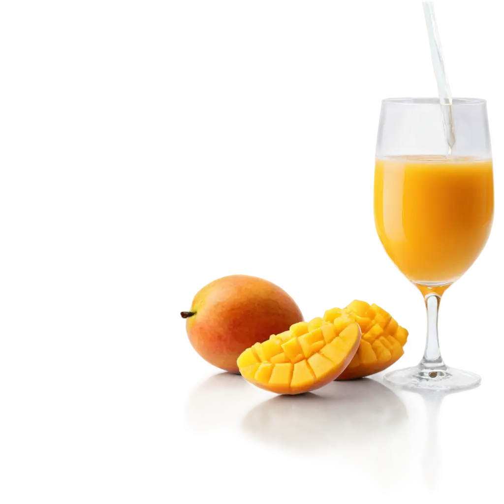 a ripe mangoand glass of mango iuice
