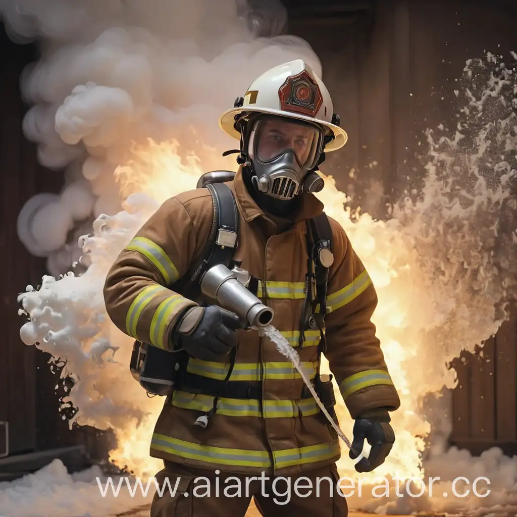 Firefighter-Extinguishing-Fire-with-Foam-Emergency-Response-Action-Scene