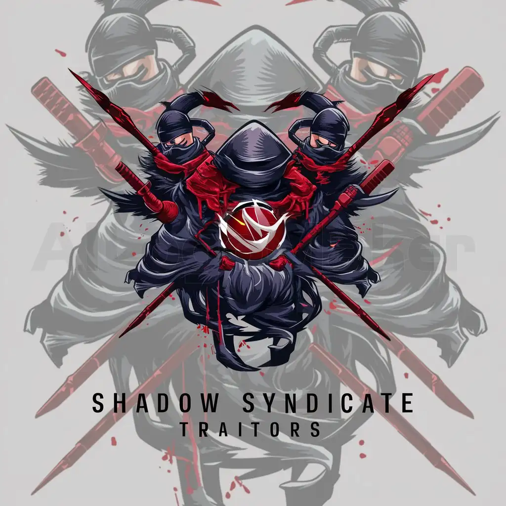a logo design,with the text "Shadow Syndicate Traitors", main symbol:Dark Ninjas with blood elements,complex,be used in 0 industry,clear background
