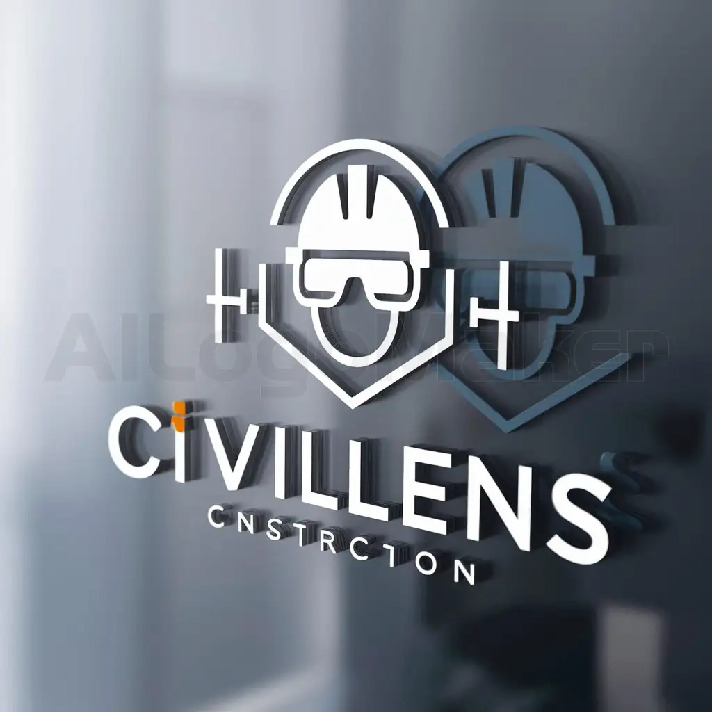 a logo design,with the text "CivilLens", main symbol:engineer wearing hardhat with vr glasses,complex,be used in Construction industry,clear background