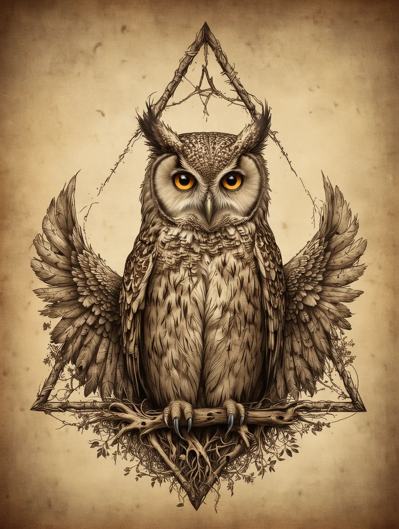 Triangle-Tree-with-Owl-Perched-on-Top