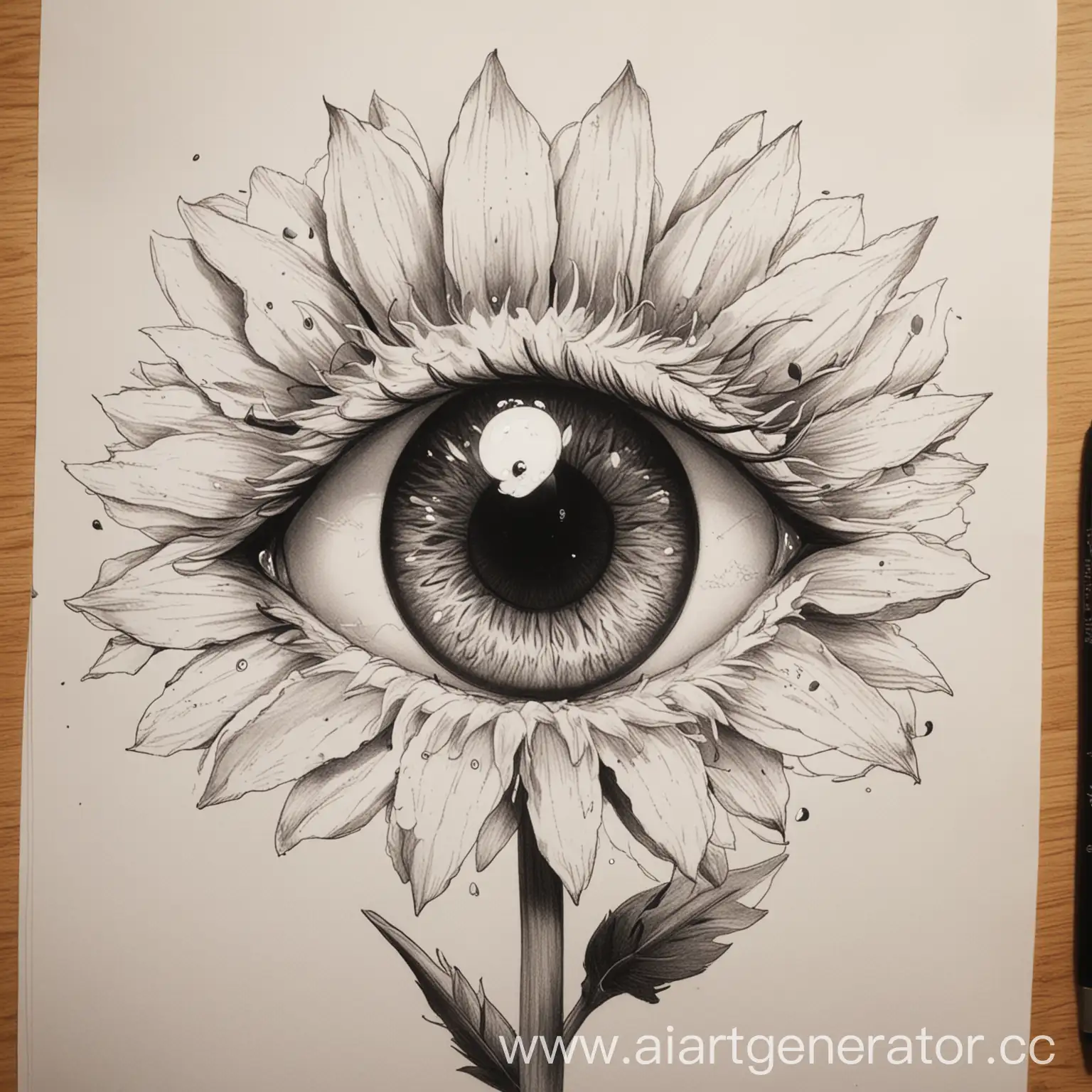 Anime-Style-Flower-with-Eyes-Drawing
