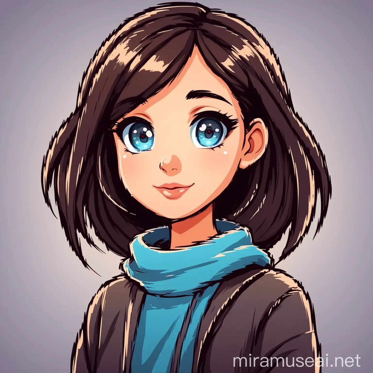 Vector Cartoon Girl Avatar with Colorful Background