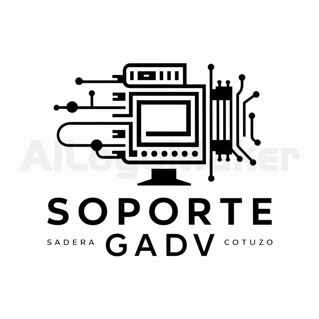 a logo design,with the text "SOPORTE GADV", main symbol:COMPUTADORA,complex,be used in Technology industry,clear background