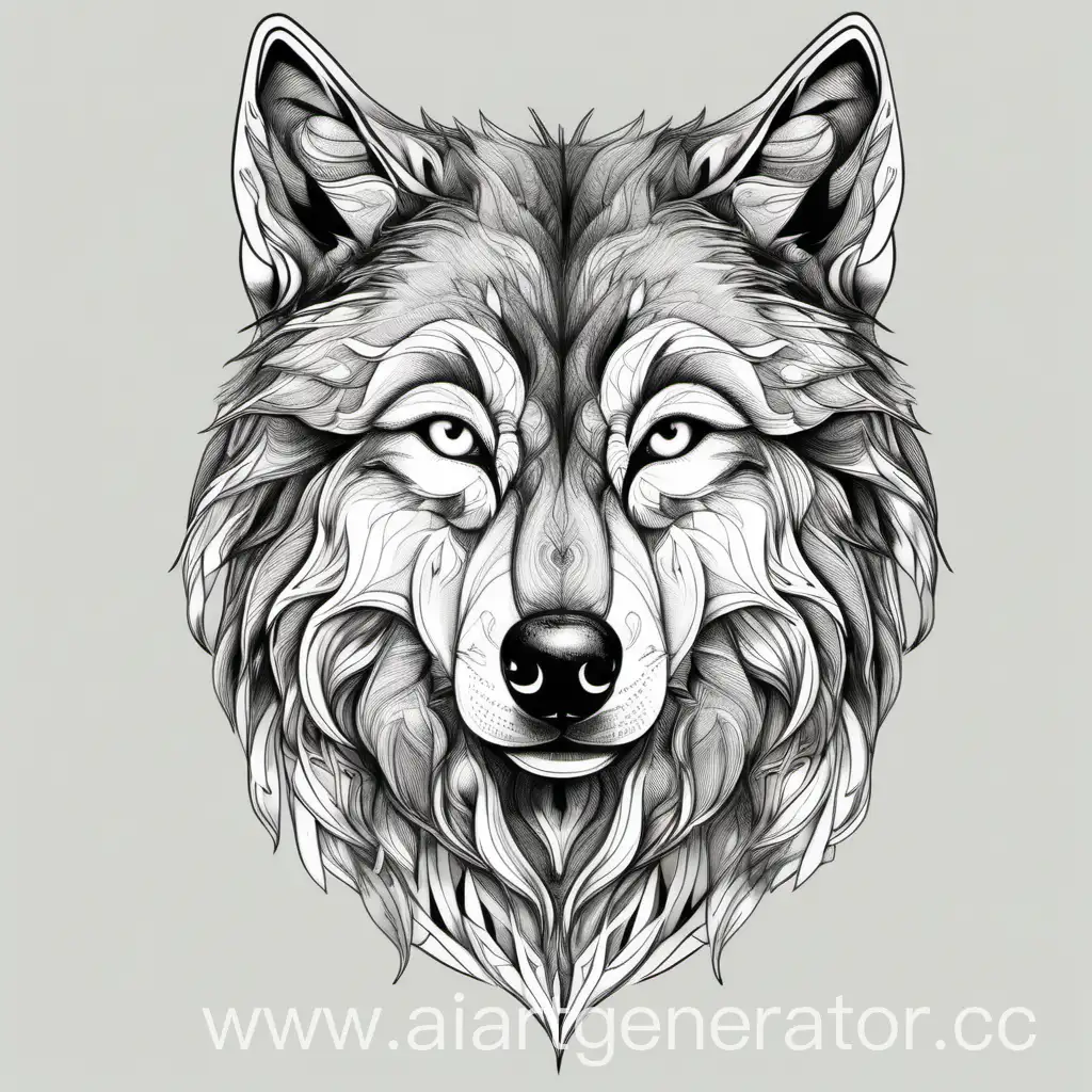 Голова волка на прозрачном фоне, рисунок