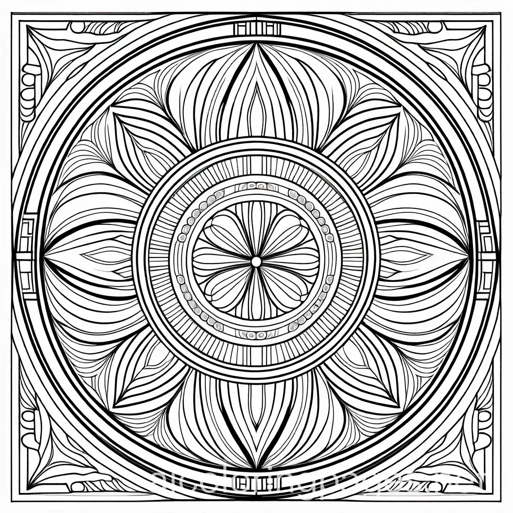 Mandala, Coloring Page, black and white, bold marker thick line, no shadings, white background, Simplicity, Ample White Space. The background of the coloring page is plain white. The outlines of all the subjects are easy to distinguish., Coloring Page, black and white, line art, white background, Simplicity, Ample White Space. The background of the coloring page is plain white to make it easy for young children to color within the lines. The outlines of all the subjects are easy to distinguish, making it simple for kids to color without too much difficulty