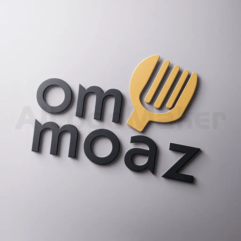a logo design,with the text "Om Moaz", main symbol:Cooking Utensils,Moderate,clear background