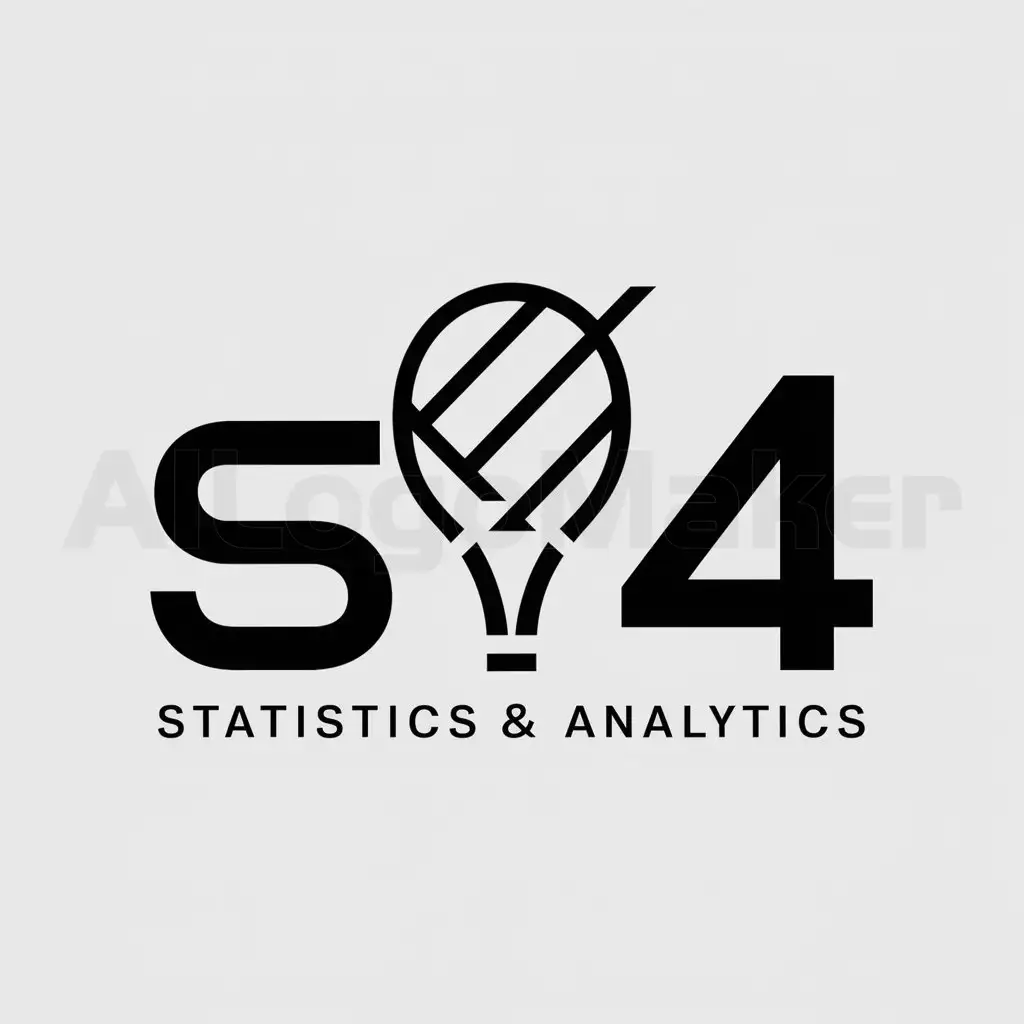 a logo design,with the text "ST4", main symbol:Tennis racket, statistics,Moderate,clear background