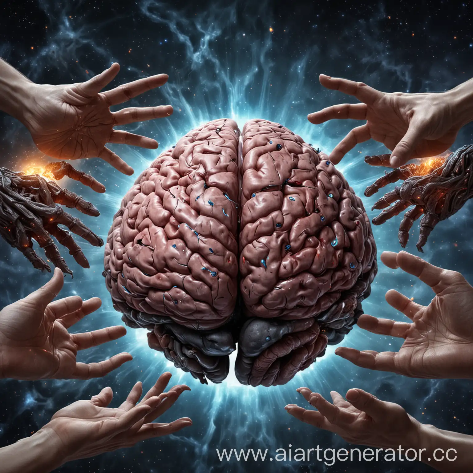 руки из вселенной держат Rotten Brain картинка для аватар diskord
