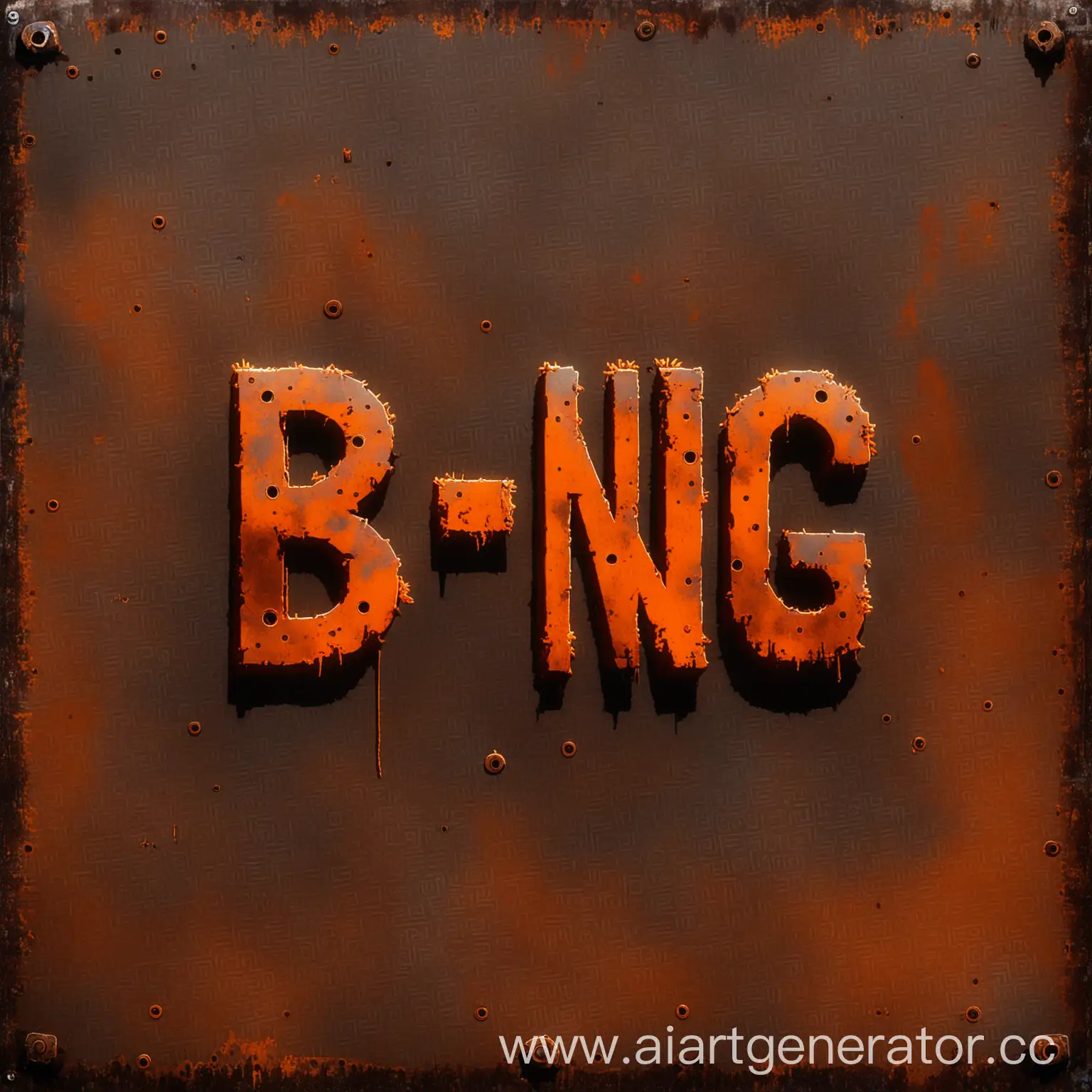 Изображение в стиле игры Rust с надписью B N G