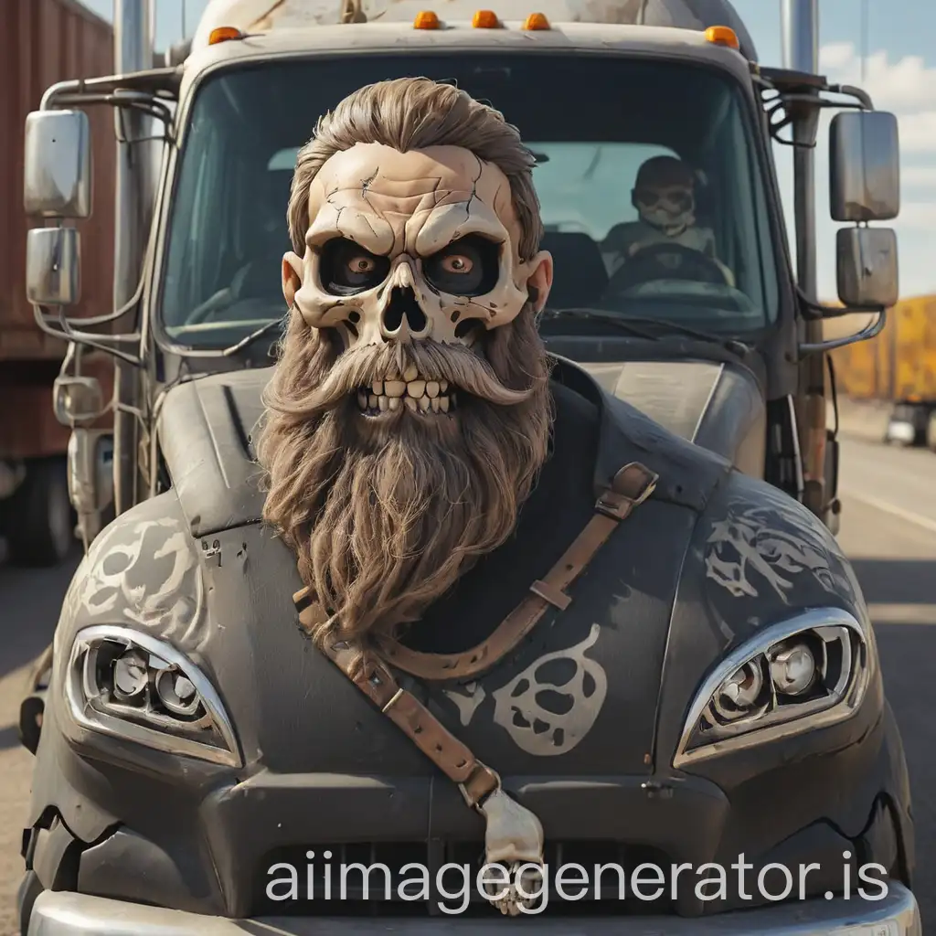 Big Brother Trucking, Skull with beard driving a truck 