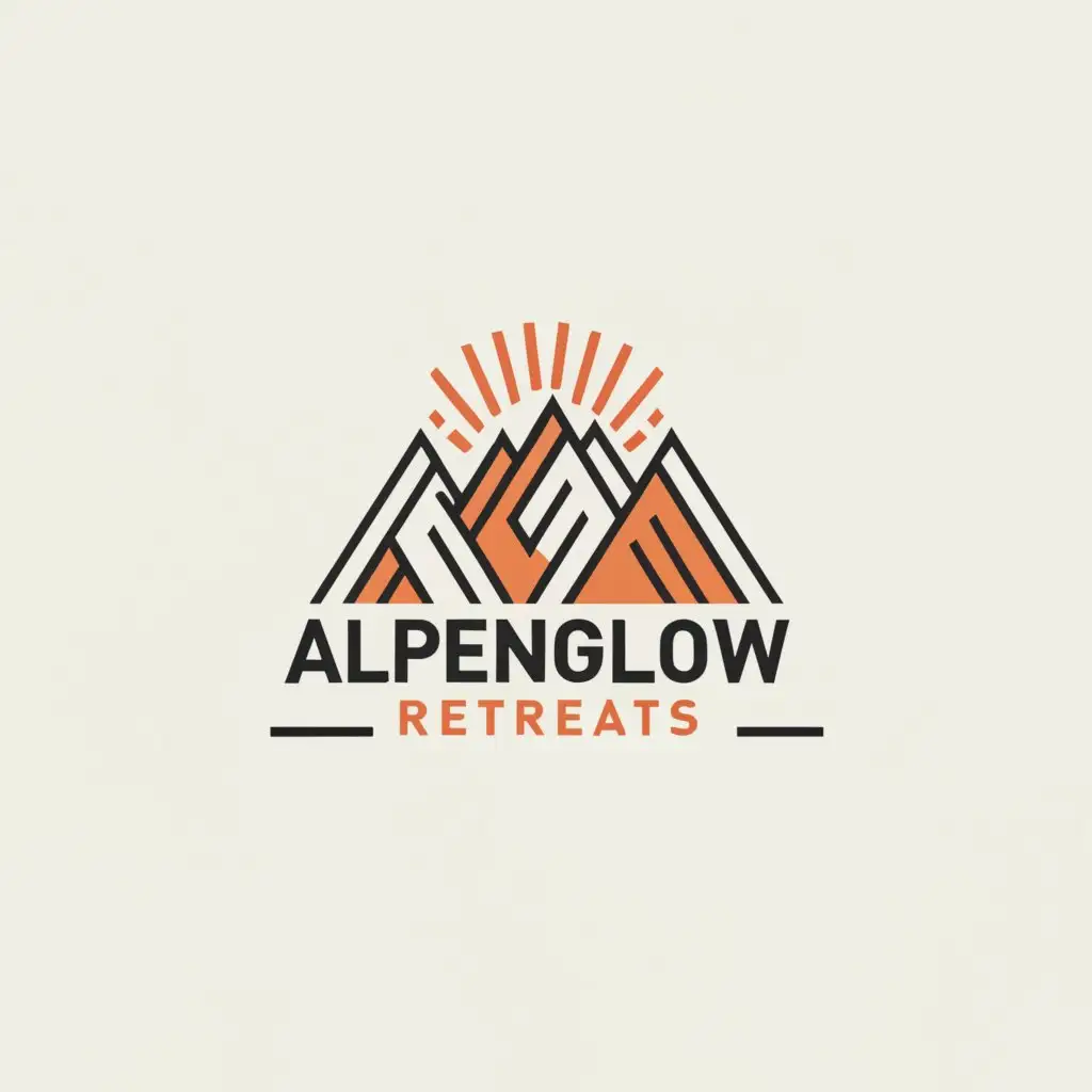 a logo design,with the text "Alpenglow Retreats", main symbol:Mountain,Moderate,be used in Travel industry,clear background